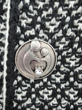 Magneet - broche - Design - Moeder en kind - Antiek zilverkleur - Ø 4.5 cm 