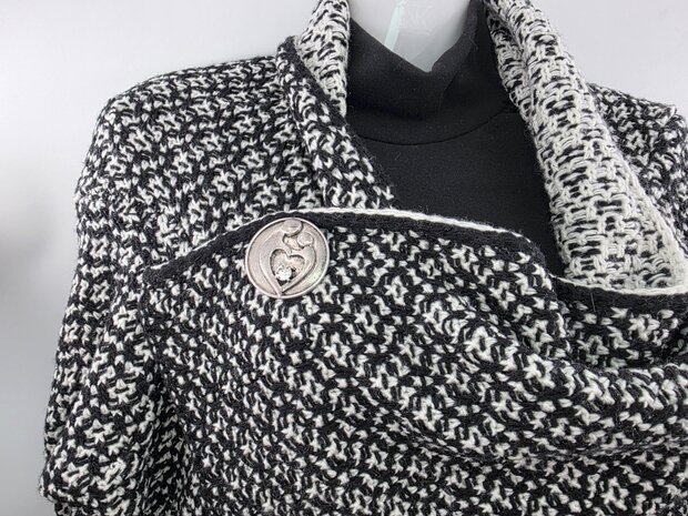 Magneet - broche - Design - Moeder en kind - Antiek zilverkleur - Ø 4.5 cm 