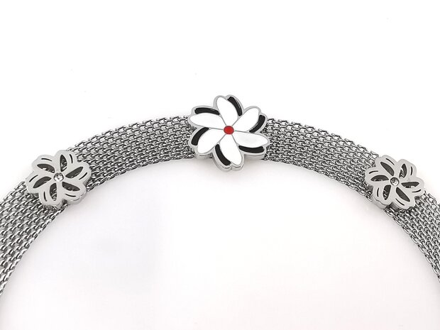 Melati armband RVS halve flexibel Zilverkleur Indische Jasmijn.