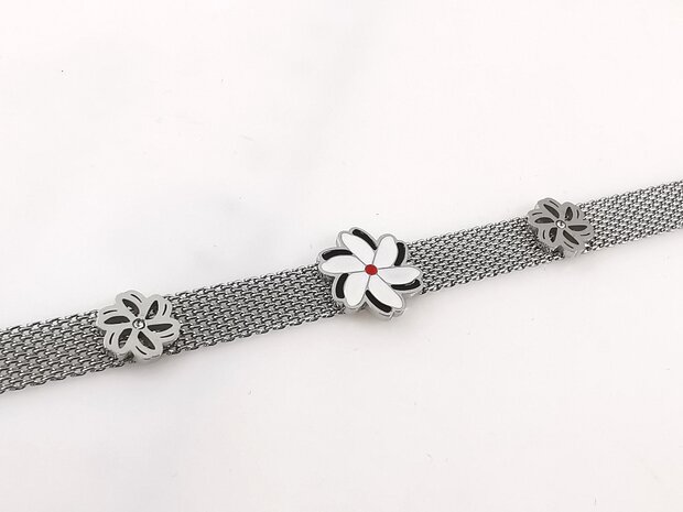Melati armband RVS halve flexibel Zilverkleur Indische Jasmijn.