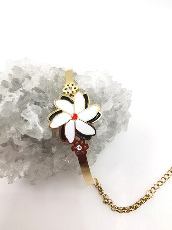 Melati armband RVS halve gebogen Goudkleur Indische Jasmijn.