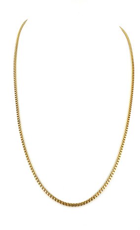 Kette &ndash; Quadratische venezianische Gliederkette aus Edelstahl, L 60 cm * D 2 mm, goldfarben
