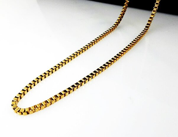 Kette &ndash; Quadratische venezianische Gliederkette aus Edelstahl, L 60 cm * D 2 mm, goldfarben