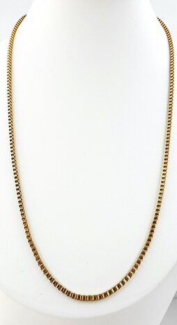 Kette &ndash; Quadratische venezianische Gliederkette aus Edelstahl, L 50 cm * D 2 mm, goldfarben
