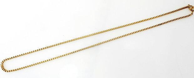 Kette &ndash; Quadratische venezianische Gliederkette aus Edelstahl, L 50 cm * D 2 mm, goldfarben
