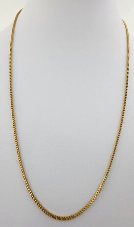 Kette &ndash; Quadratische venezianische Gliederkette aus Edelstahl, L 60 cm * D 1,5 mm, goldfarben