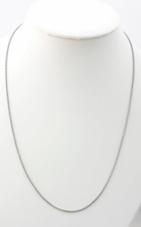 Kette &ndash; Runde venezianische Gliederkette aus Edelstahl, L 45 cm &ndash; D 1,2 mm, silberfarben