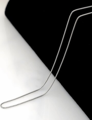 Kette &ndash; Runde venezianische Gliederkette aus Edelstahl, L 45 cm &ndash; D 1,2 mm, silberfarben