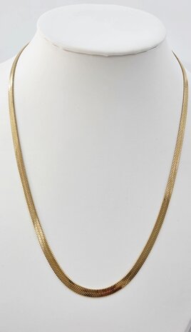 Flache Choker-Halskette aus Edelstahl, goldfarben, L 43 + 5 cm, B 4 mm
