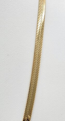 Flache Choker-Halskette aus Edelstahl, goldfarben, L 43 + 5 cm, B 4 mm
