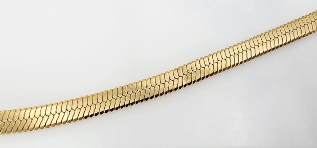 Flache Choker-Halskette aus Edelstahl, goldfarben, L 43 + 5 cm, B 4 mm