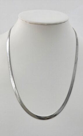 Flache Choker-Halskette aus Edelstahl, silberfarben, L 43 + 5 cm, B 4 mm