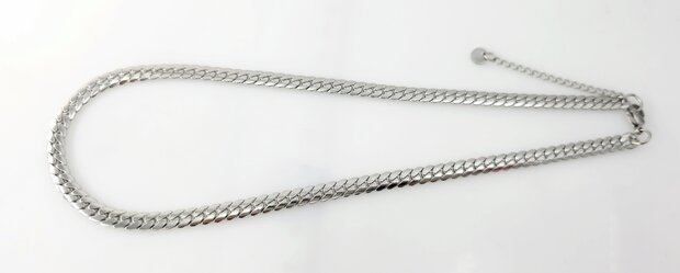 Choker / Halskette aus Edelstahl, Gourmet-Gliederkette / Kubanische Gliederkette, flach, 