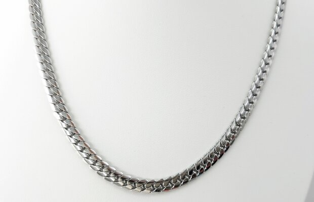 Choker / Halskette aus Edelstahl, Gourmet-Gliederkette / Kubanische Gliederkette, flach, 