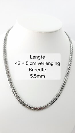 Choker / Halskette aus Edelstahl, Gourmet-Gliederkette / Kubanische Gliederkette, flach, 