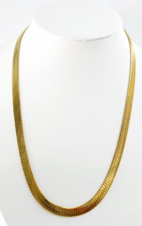 Flache Choker-Halskette aus Edelstahl, goldfarben, L 45 + 5 cm, B 6 mm