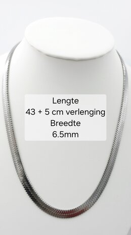 Flache Choker-Halskette aus Edelstahl, silberfarben, L 43 + 5 cm, B 6 mm