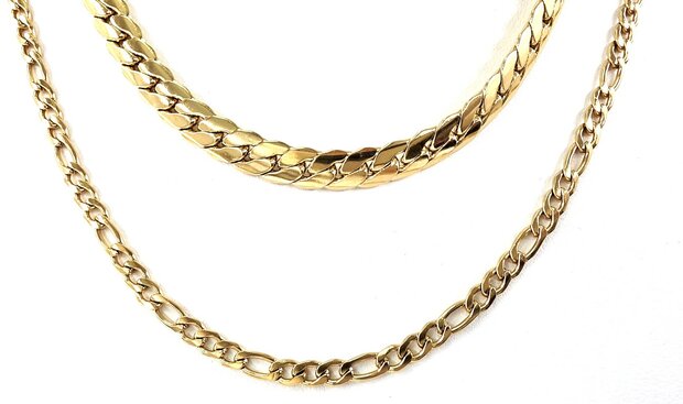 Ketting 2 laags RVS - Lengte 40-45 met 6 cm - Goudkleurig