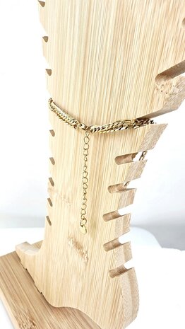 Enkelbandje 2 laags RVS - Lengte 23 met 6 cm - Goudkleurig