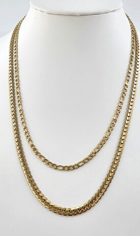 Ketting 2 laags RVS - Lengte 40-45 met 6 cm - Goudkleurig