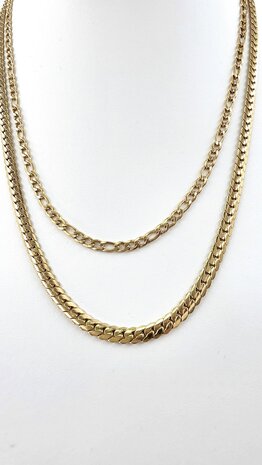 Ketting 2 laags RVS - Lengte 40-45 met 6 cm - Goudkleurig