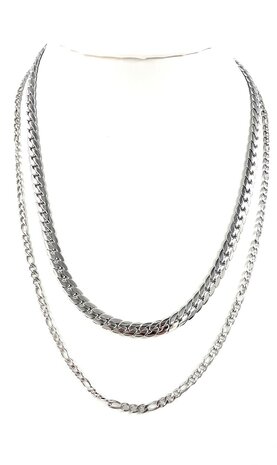 Ketting 2 laags RVS - Lengte 40-45 met 6 cm - Zilverkleurig