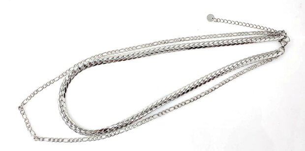 Ketting 2 laags RVS - Lengte 40-45 met 6 cm - Zilverkleurig