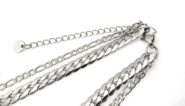 Ketting 2 laags RVS - Lengte 40-45 met 6 cm - Zilverkleurig