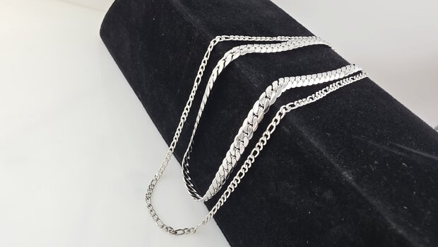 Ketting 2 laags RVS - Lengte 40-45 met 6 cm - Zilverkleurig