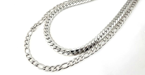 Enkelbandje 2 laags RVS - Lengte 23 met 6 cm - Zilverkleurig