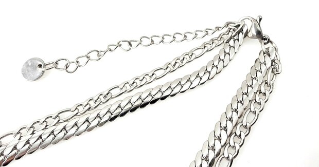 Enkelbandje 2 laags RVS - Lengte 23 met 6 cm - Zilverkleurig