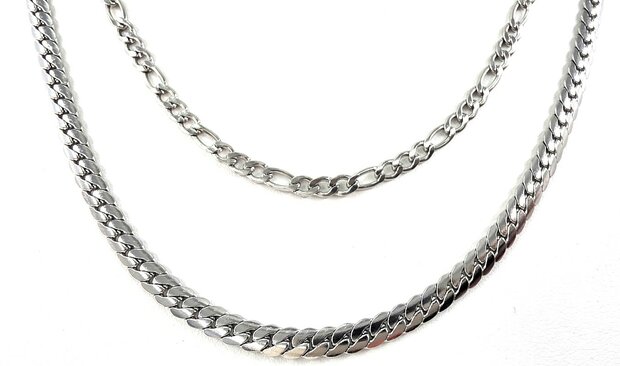 Ketting 2 laags RVS - Lengte 40-45 met 6 cm - Zilverkleurig
