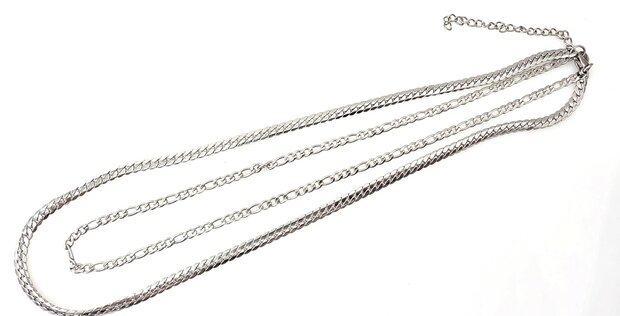 Ketting 2 laags RVS - Lengte 40-45 met 6 cm - Zilverkleurig