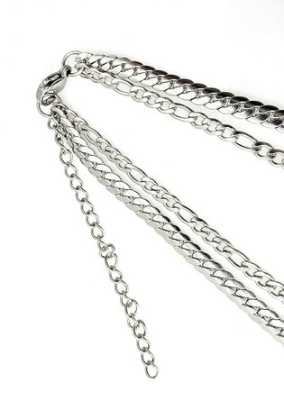Ketting 2 laags RVS - Lengte 40-45 met 6 cm - Zilverkleurig