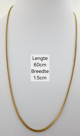 Kette &ndash; Quadratische venezianische Gliederkette aus Edelstahl, L 60 cm * D 1,5 mm, goldfarben
