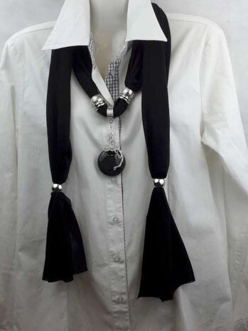 Schal + anh&auml;nger ''Adern des Lebens'' schwarze rund, Strass
