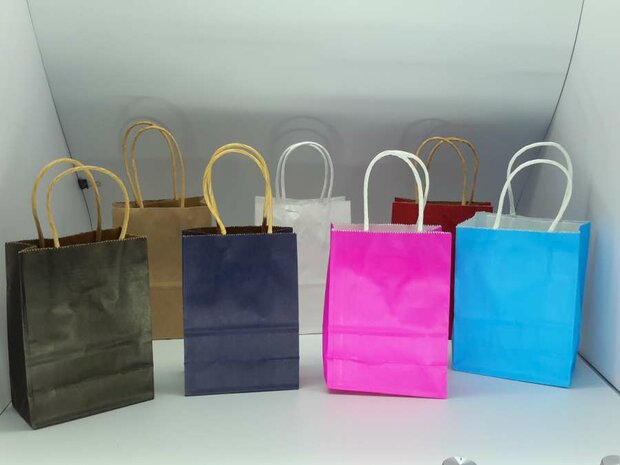 draagtasje, 11x6x15cm, uni 3 kleur