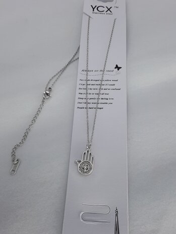 Ketting - RVS - Hamsa hand
