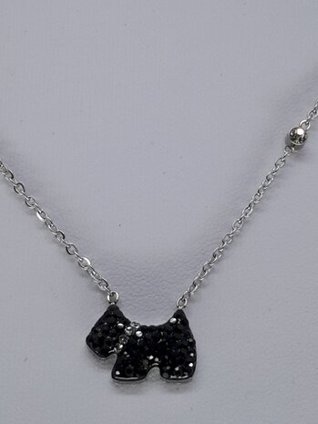 schakelketting, hond, strass, edelstaal