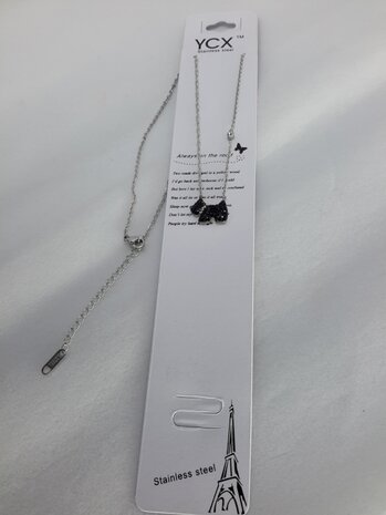 schakelketting, hond, strass, edelstaal