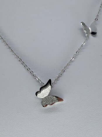 VlinderKetting RVS met 2D vlinderhanger