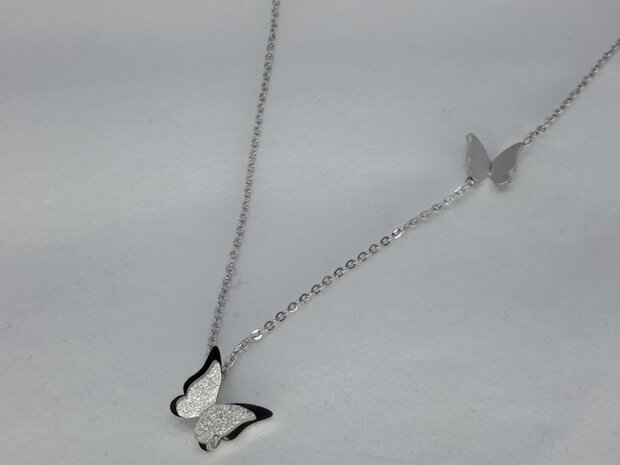 VlinderKetting RVS met 2D vlinderhanger