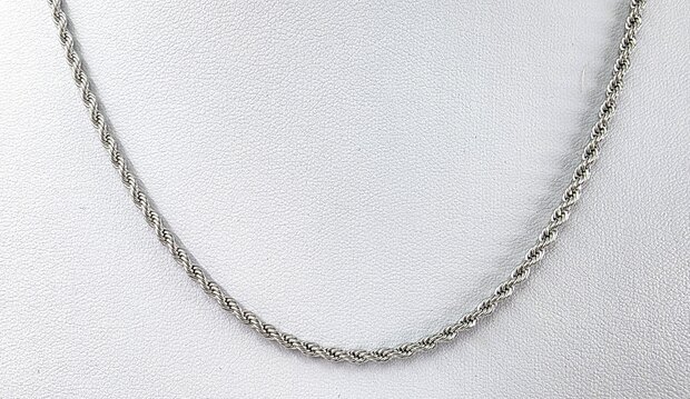 Ketting, RVS zilverkleurig Twisted /koord L 55 cm x D 2.5mm