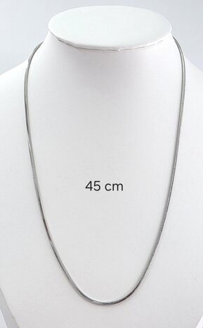 Slangenketting RVS Vierkante zilverkleur L 45 cm