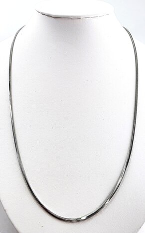 Slangenketting RVS Vierkante zilverkleur L 50 cm