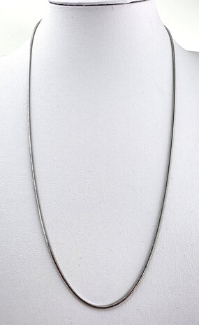Slangenketting RVS Vierkante zilverkleur L 60 cm