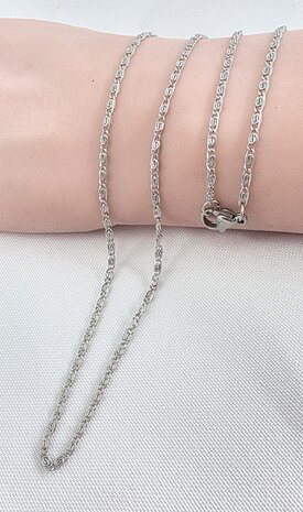 Ketting, rvs, Griekse schakelketting, L 45 cm