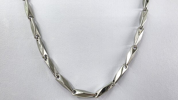 Halsketting, RVS schakelketting Grof zilverkleur L 60 cm 