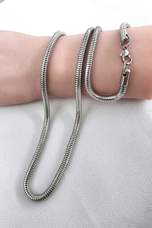 Halsketting, Collier RVS Ronde Slangenketting L 45 cm