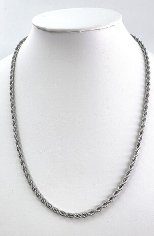 Edelstahl. Silberfarbene gedrehte Kette, 45 cm